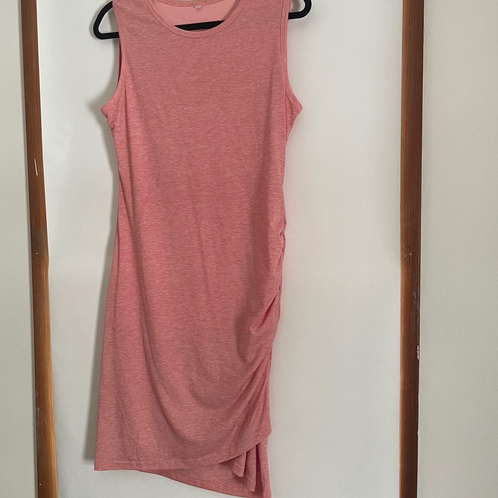 Pinky coral ruched dress